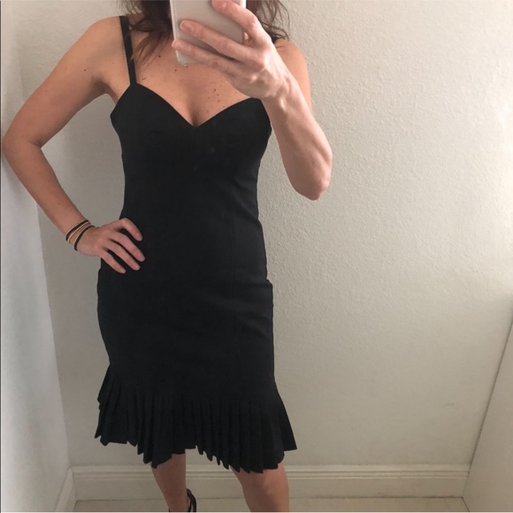 Express Dresses & Skirts - Express Design Black Pencil Dress Ruffle Hem Size2